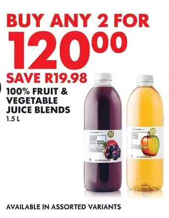 Woolworths 100% fruit & vegetable juice blends offer