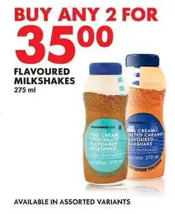 Woolworths Flavoured milkshakes offer