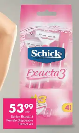 Save Hyper Schick Exacta 3 Female Disposable Razors offer