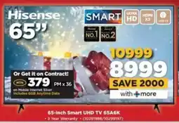 HiFi Corp Hisense 65-inch Smart UHD TV 65A6K offer