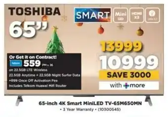 HiFi Corp TOSHIBA 65-inch 4K Smart MiniLED TV-65M650MN offer