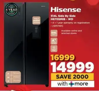 HiFi Corp Hisense Side By Side H670SMIB-WD offer