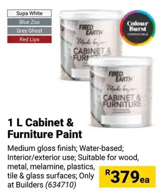 Builders Warehouse FIRED EARTH Cabinet & Furniture Paint offer