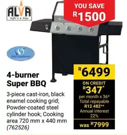 Builders Warehouse ALVA 4-burner Super BBQ offer