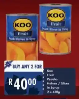 President Hyper Koo Fruit Peach Halves/Slices in Syrup offer