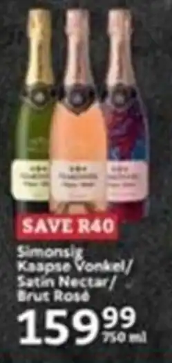 Oxford Freshmarket Simonsig Kaapse Vonkel/ Satin Nectar/ Brut Rosé offer