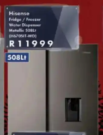 President Hyper Hisense Fridge/ Freezer Water Dispenser Metallic (H6705IT-WD) offer