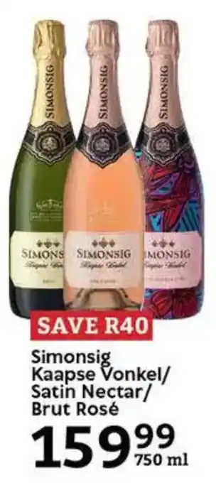 Oxford Freshmarket Simonsig Kaapse Vonkel/ Satin Nectar/ Brut Rosé offer