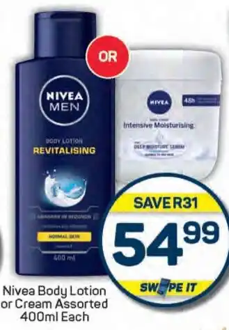 Pick n Pay Nivea Body Lotion or Cream Assorted offer