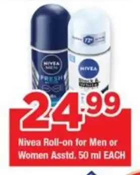 OK Grocer Nivea Roll-on for Men or Women Asstd. offer