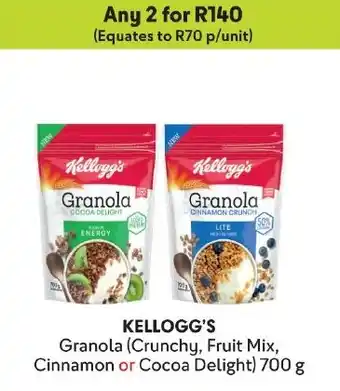 Makro KELLOGG'S Granola (Crunchy, Fruit Mix, Cinnamon or Cocoa Delight) offer