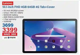 Incredible Connection Lenovo 10.1-inch FHD 4GB 64GB 4G Tab+Cover offer