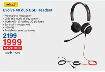 Incredible Connection Jabra Evolve 40 duo USB Headset offer