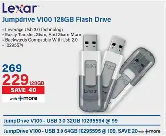 Incredible Connection Lexar Jumpdrive V100 128GB Flash Drive offer