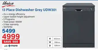 Incredible Connection Univa 13 Place Dishwasher Grey UDW301 offer