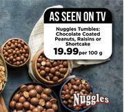 Food Lover's Market Nuggles Tumbles: Chocolate Coated Peanuts, Raisins Or Shortcake-Per 100g offer