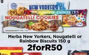 Merba New Yorkers, Nougatelli Or Rainbow Biscuits-For 2 x 150g offer at ...