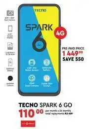 Edgars Tecno Spark 6 Go 4G offer