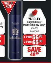 Dis-Chem Yardley English Blazer Deodorant Body Spray Assorted-250ml offer