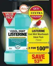 Dis-Chem Listerine Cool Mint Mouthwash Value Pack-For 2 x 750ml offer