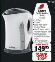 Dis-Chem Salton 1.7Ltr Plastic Cordless Kettle 334504 offer