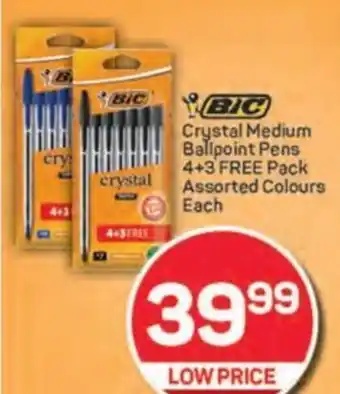 Pick n Pay BIC Crystal Medium Ballpoint Pens 4+3 FREE Pack Assorted Colours offer