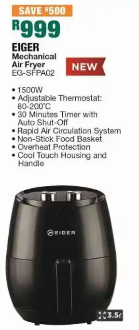 House & Home Eiger Mechanical Air Fryer 1500W offer