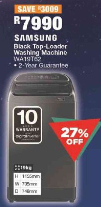 House & Home Samsung Black Top-Loader Washing Machine offer