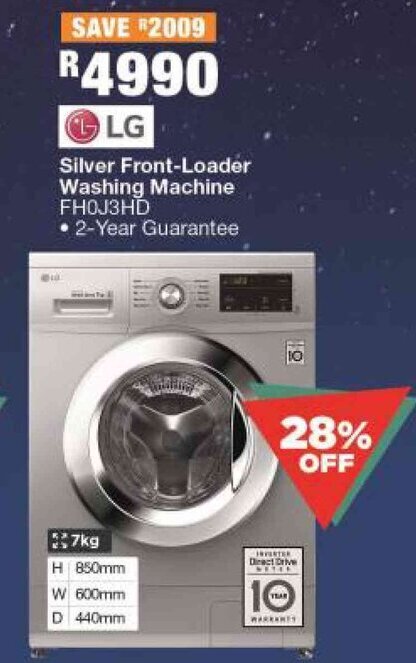 House & Home LG Silver Front-Loader Washing Machine offer