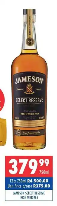 Ultra Liquors Jameson Select Reserve Irish Whiskey 750ml offer