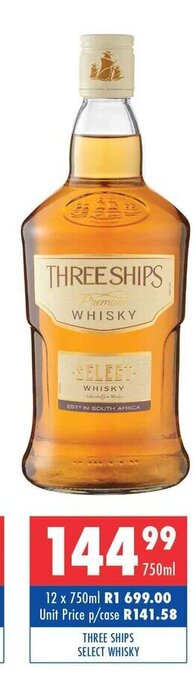 Ultra Liquors Three Ships Select Whisky 750ml offer