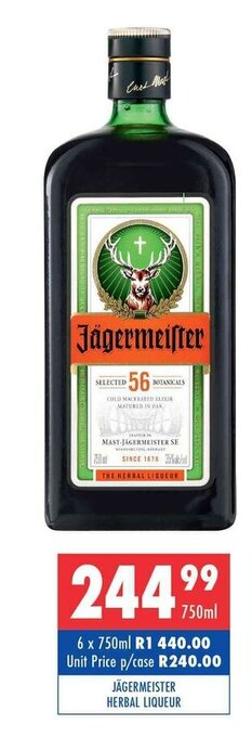 Ultra Liquors Jagermeister Herbal Liqueur 750ml offer
