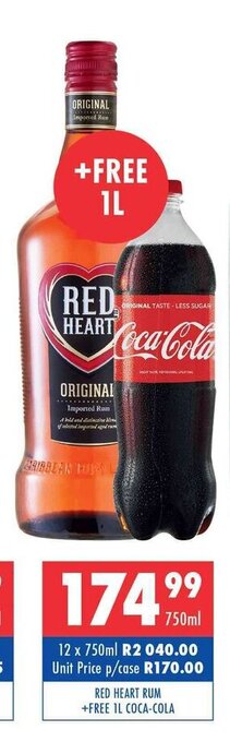 Ultra Liquors Red Heart Rum 750ml offer