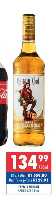 Ultra Liquors Captain Morgan Spiced Gold Rum 750ml offer