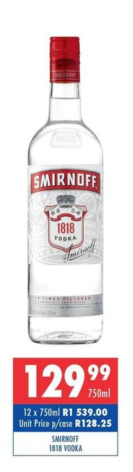 Ultra Liquors Smirnoff 1818 Vodka 750ml offer