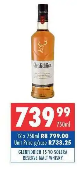 Ultra Liquors Glenfiddich 15YO Solera Reserve Malt Whisky 750ml offer