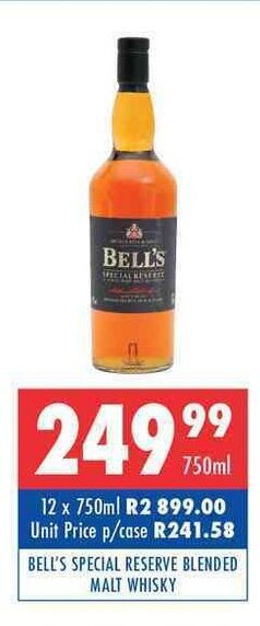 Ultra Liquors Bell's Special Reserve Blended Malt Whisky 750ml offer