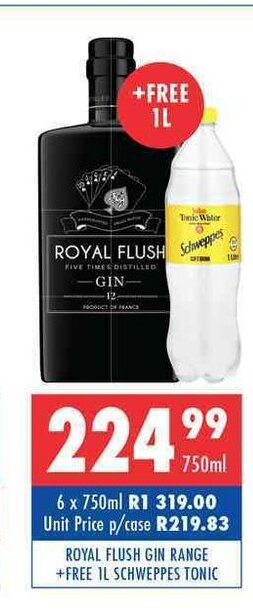 Ultra Liquors Royal Flush Gin Range 750ml offer