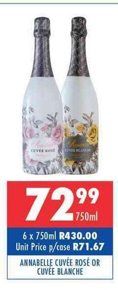 Ultra Liquors Annabelle Cuvee Rose or Cuvee Blanche 750ml offer