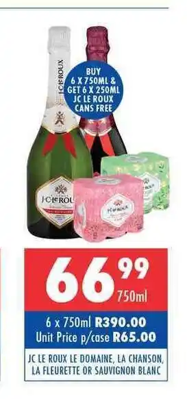 JC LE ROUX LE Domaine, La Chanson, La Fleurette or Sauivignon Blanc 750ml