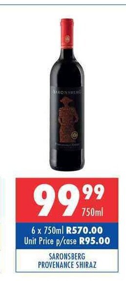 Ultra Liquors Saronsberg Provenance Shiraz 750ml offer
