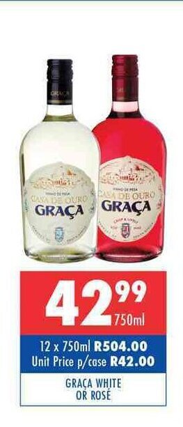 Ultra Liquors Graca White or Rose 750ml offer