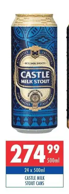 Ultra Liquors Castle Milk Stout Cans 24 x 500ml offer