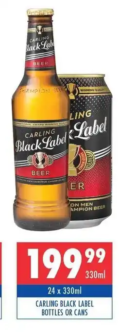 Ultra Liquors Carling Black Label Bottles or Cans 24 x 330ml offer