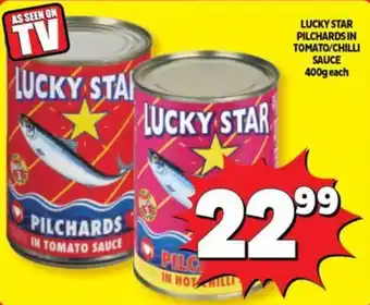 Usave Lucky star pilchards in tomato/chilli sauce offer