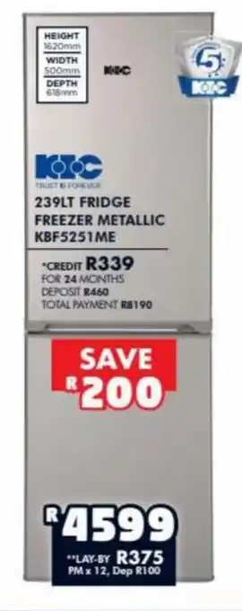 Barnetts - Price 'n Pride KIC 239Lt Fridge Freezer Metallic KBF5251ME offer