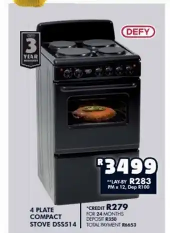 Barnetts - Price 'n Pride DEFY - 4 Plate Compact Stove DSS514 offer