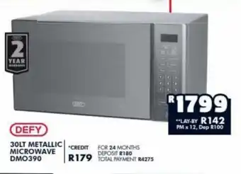 DEFY - 30Lt Metallic Microwave DM390