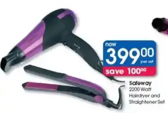 Clicks Safeway 2200 Watt Hairdryer and Straightener Set offer