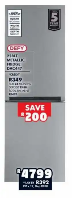 Barnetts - Price 'n Pride DEFY - 228Lt Metallic Fridge DAC447 offer